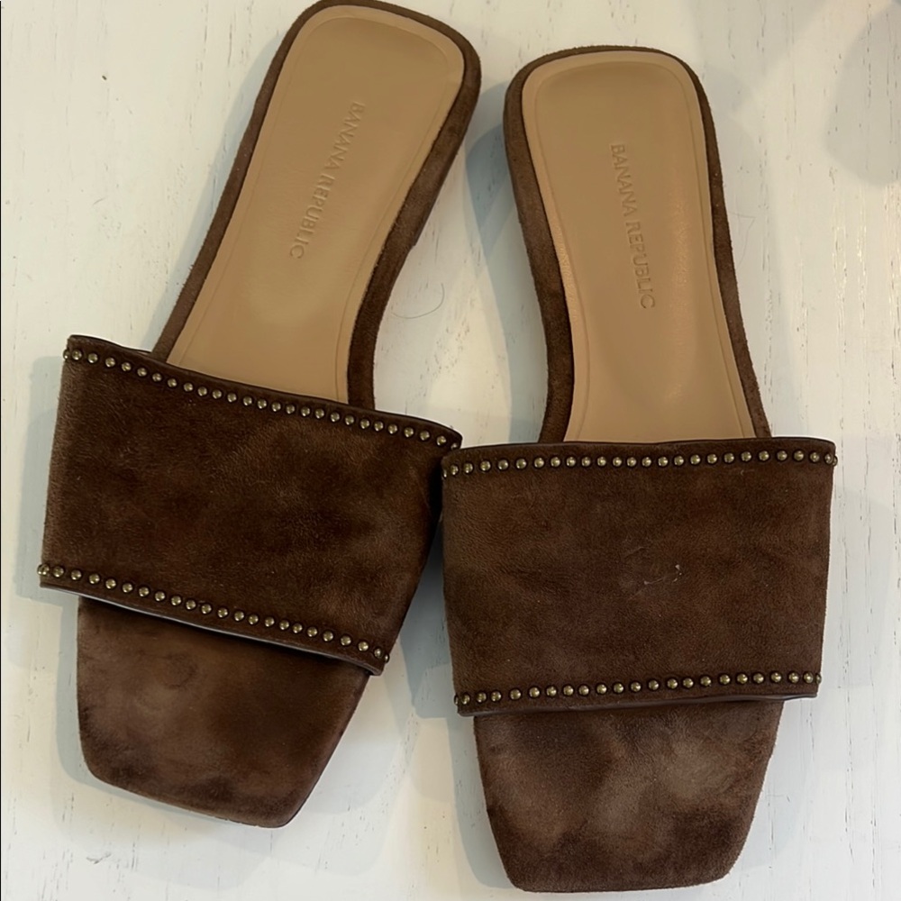 Banana Republic Brown Suede Women's Slide Sandals